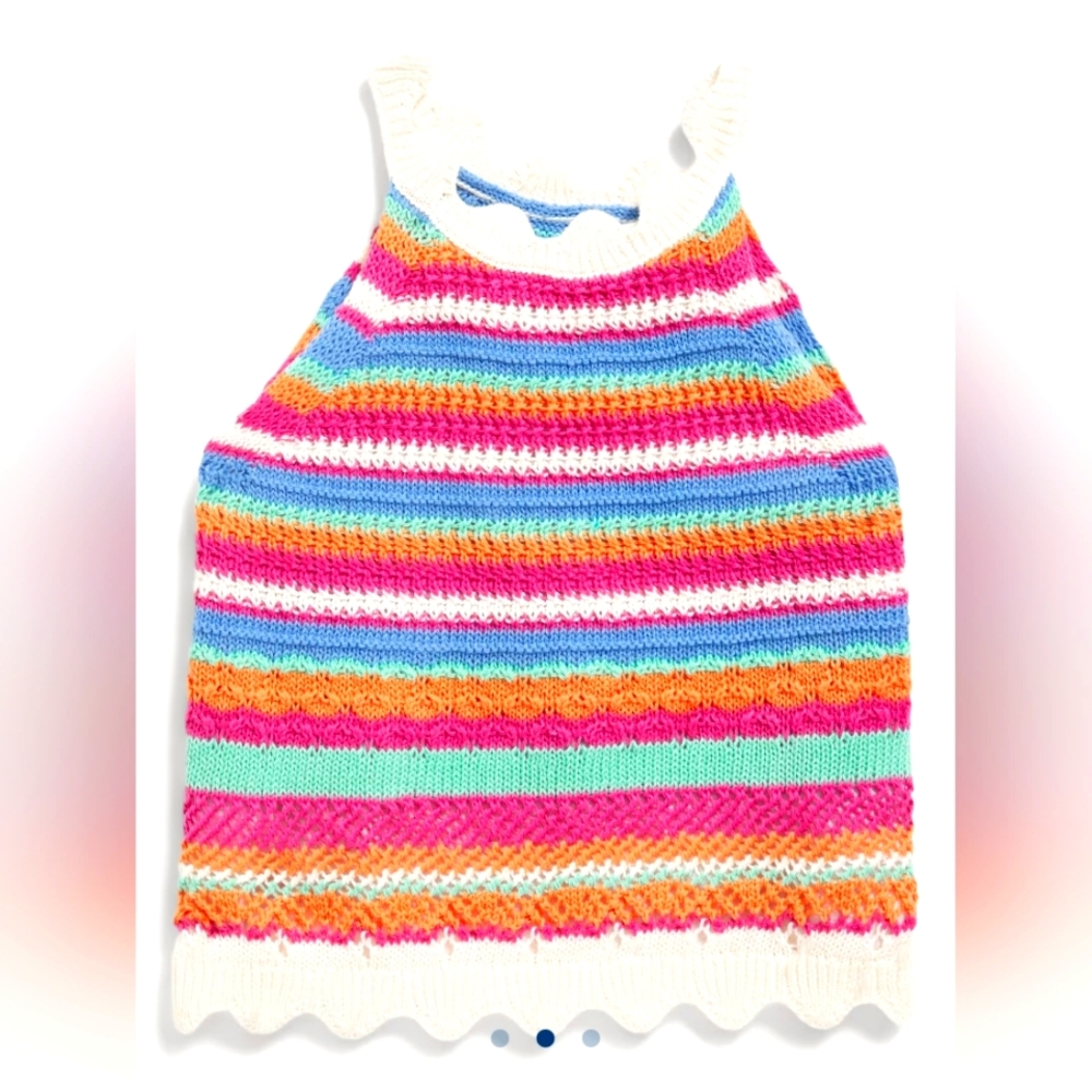 Crochet-Knit Tank Top for Girls -M (8) NWT